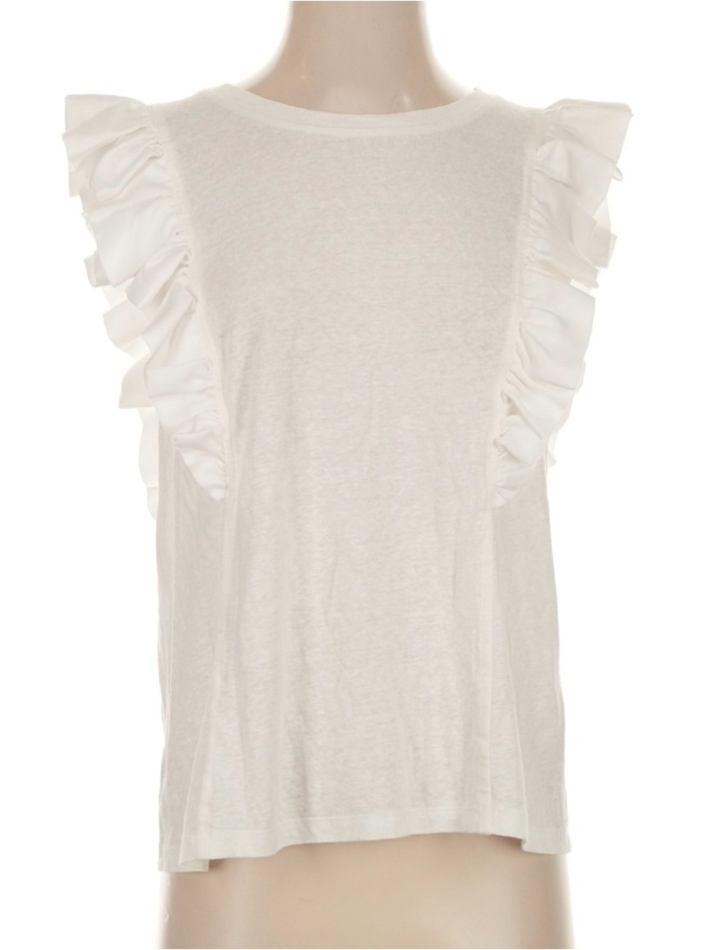 BCBGMaxAzria White Ruffle Sleeve Tank Top